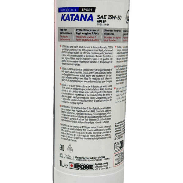 Aceite Motor IPONE 4T 100% Sintético KATANA 15W‑50