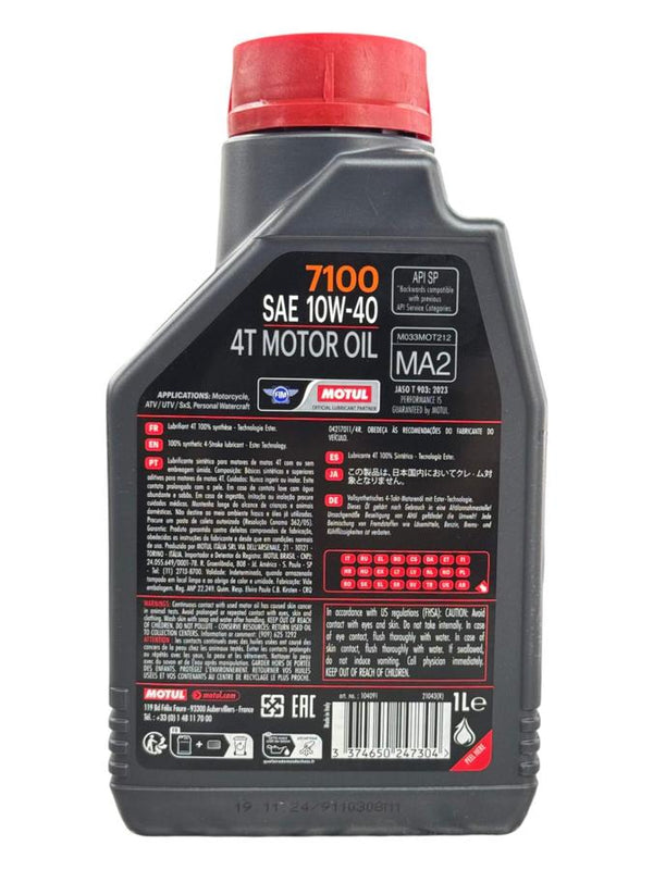 Aceite de Motor Motul 10W40 Sintetico 7100 4 Tiempos-Mundimotos