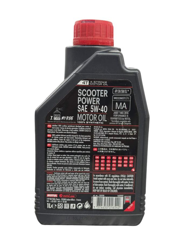ACEITE SCOOTER POWER 5W40 4T-Mundimotos
