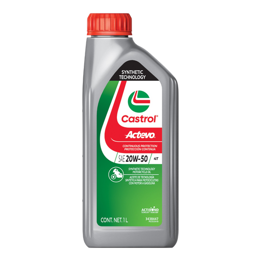 Aceite de Motor CASTROL 20W50 Semisintetico Actevo Plata 4 Tiempos