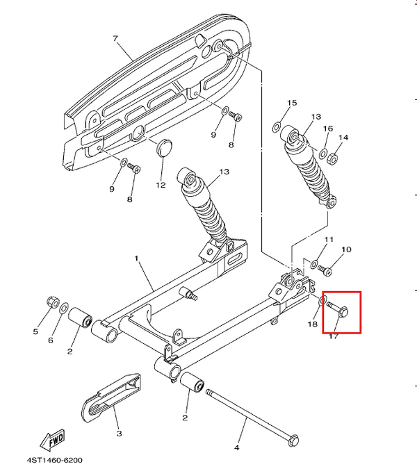 Tornillo de Amortiguador Trasero Crypton 110 Yamaha Original (1 Unidad) - Mundimotos