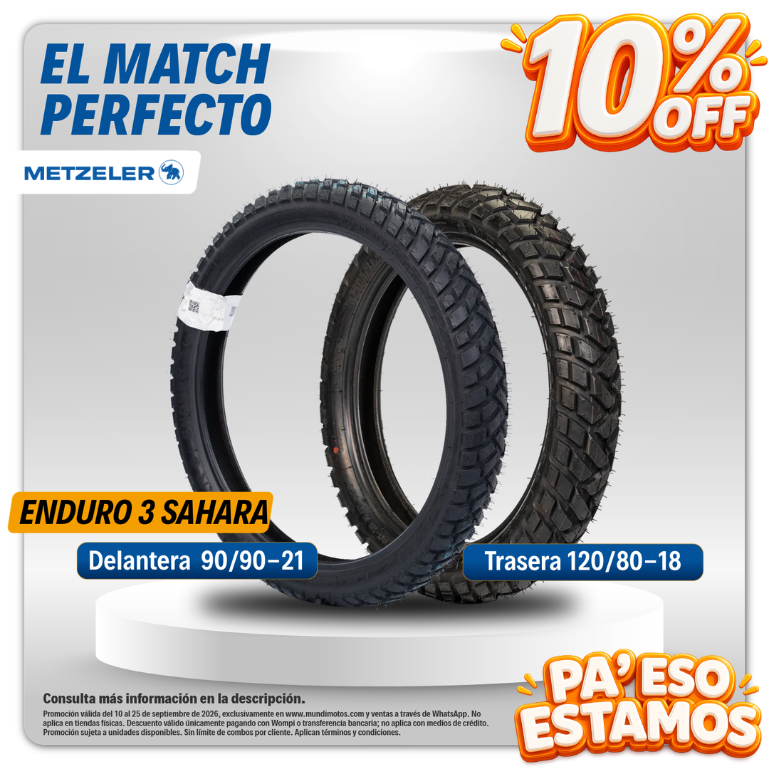 Combo de Llantas Metzeler | 120/80-18 y 090/90-21 Enduro 3