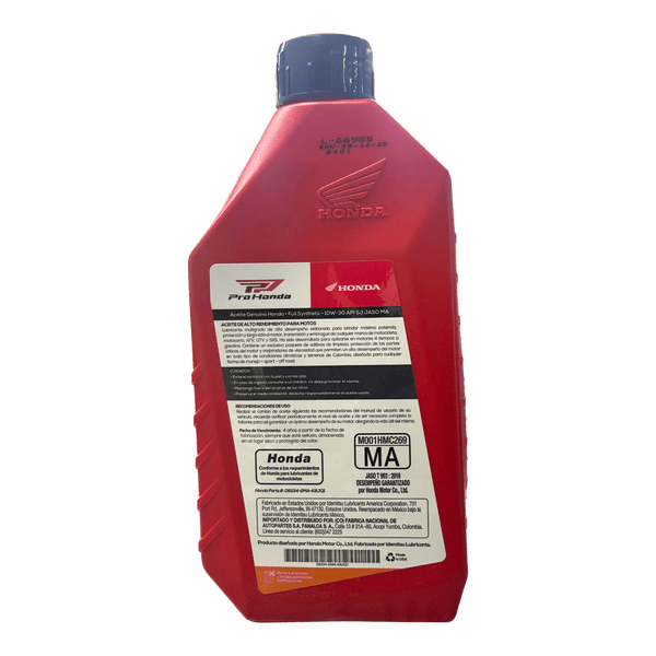 Aceite de Motor Pro Honda 10W30 Sintético 4 Tiempos
