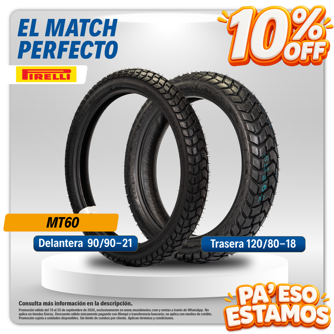 Combo de Llantas Pirelli | 120/80-18 y 090/90-21 MT60