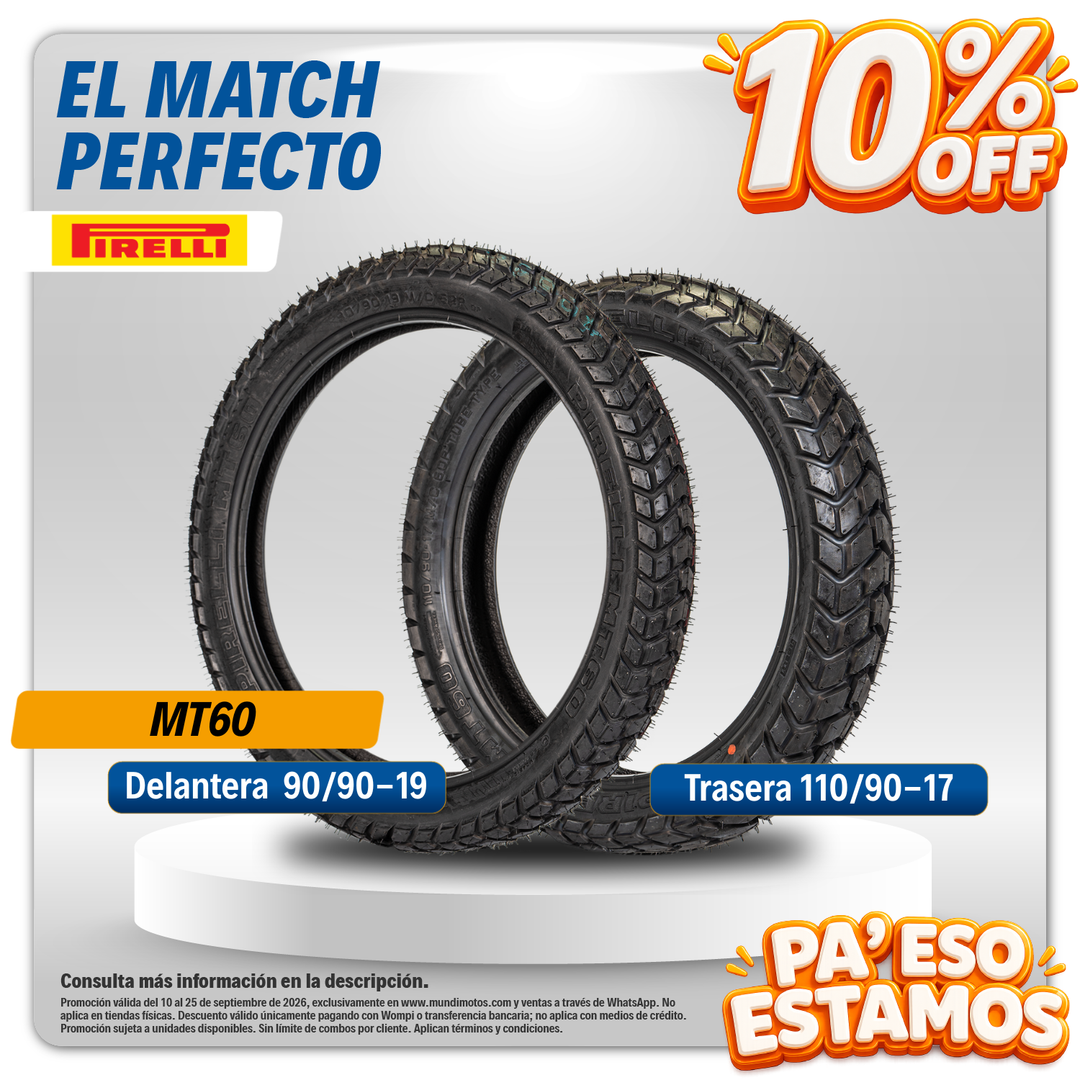 Combo de Llantas Pirelli | 110/90-17 y 090/90-19 MT60
