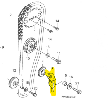 Brazo Tensor de Cadenilla CB 110- CB 125F Honda Original