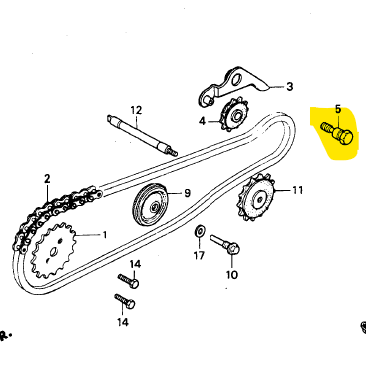 Perno del Tensor de Cadenilla C70 - C90 Honda Original