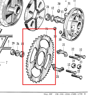 Sprocket (39 Dientes) Honda C90 Genérico Japón - Mundimotos