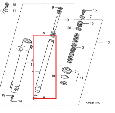Barra de suspensión Delantera Cb 110 Honda Original - Mundimotos