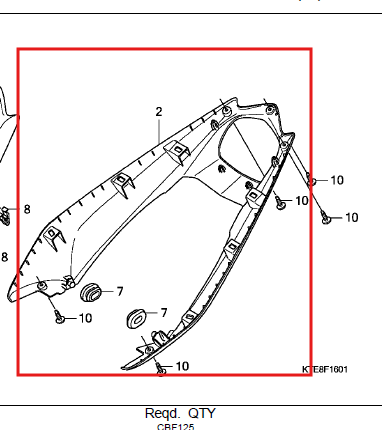Cola Trasera Inferior Negra Cbf 125 Honda Original