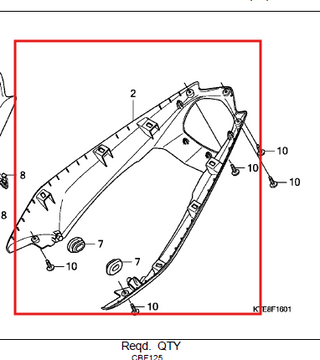 Cola Trasera Inferior Negra Cbf 125 Honda Original