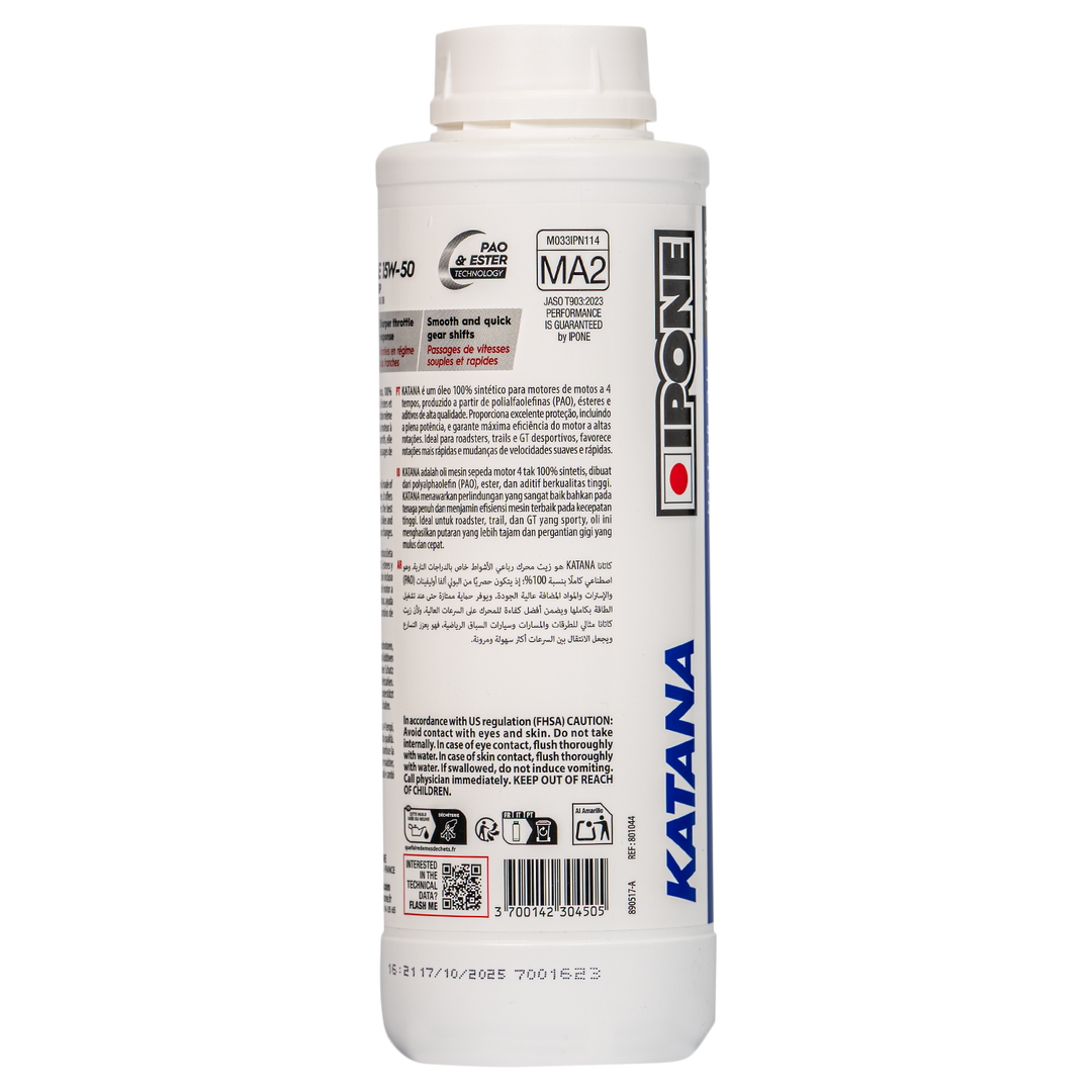Aceite de Motor IPONE 4T KATANA 15W‑50 100% Sintético 1L