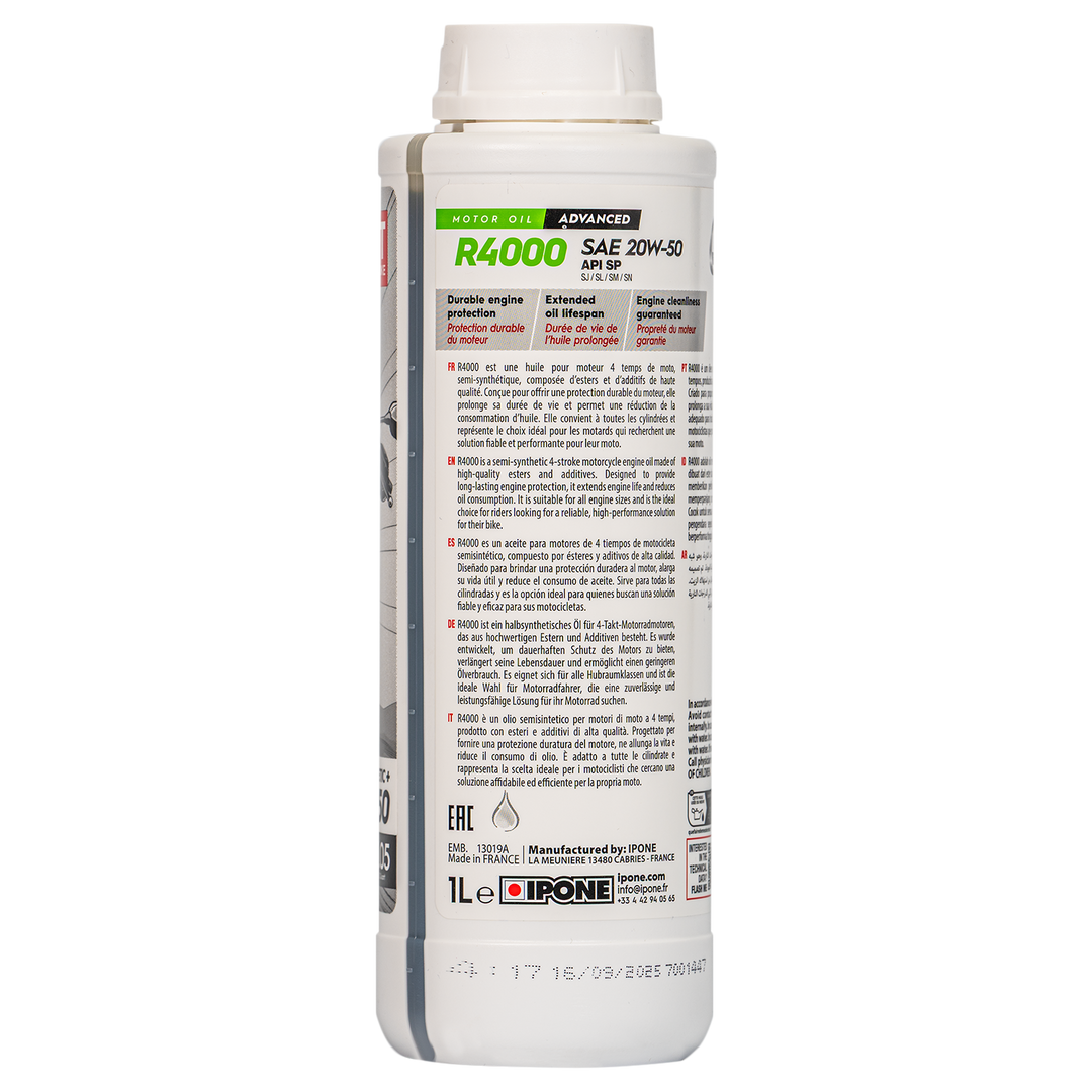 Aceite de Motor IPONE R 4000 RS 20W-50 Semisintético 1 litro 4 tiempos