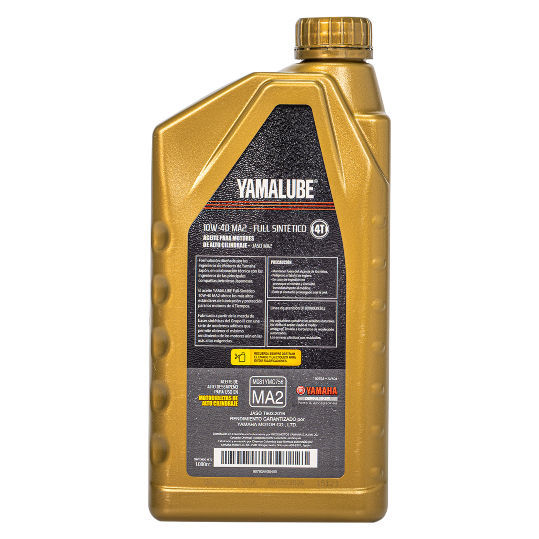 Aceite de Motor Yamalube 10W40 Sintético Oro 4 Tiempos
