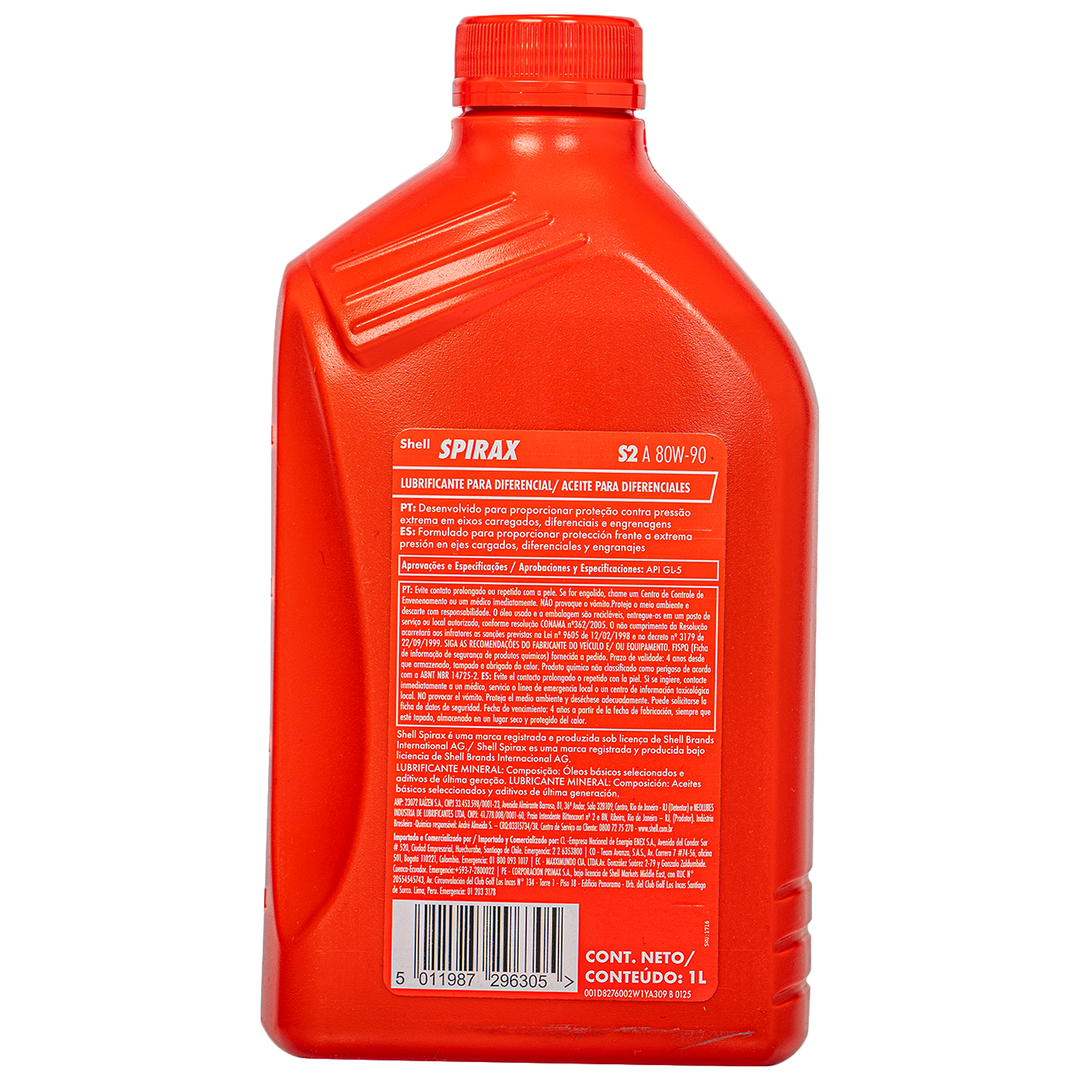 Aceite de Transmision Shell Spirax 80W90 Mineral 4 Tiempos
