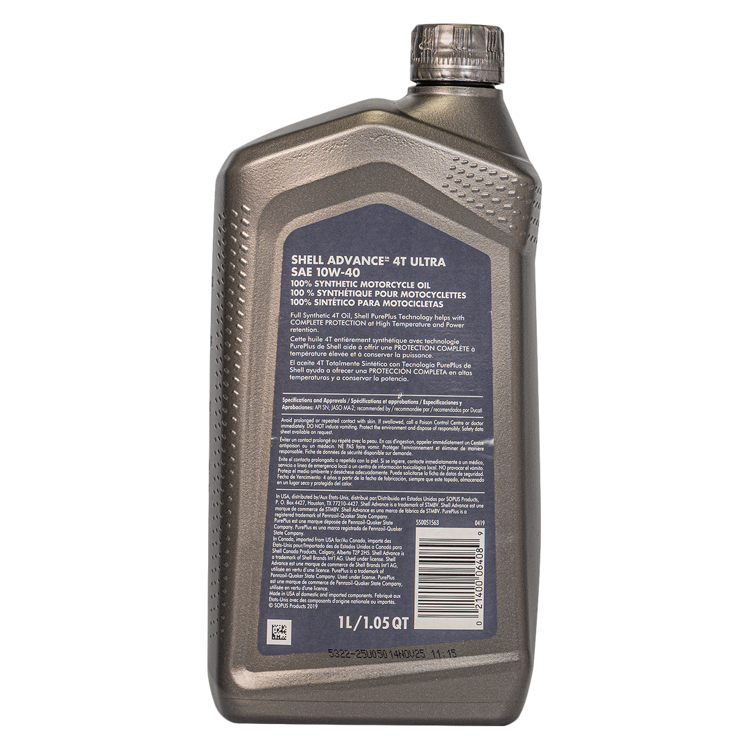Aceite de Motor Shell Advance 10W40 Sintetico Ultra 4 Tiempos