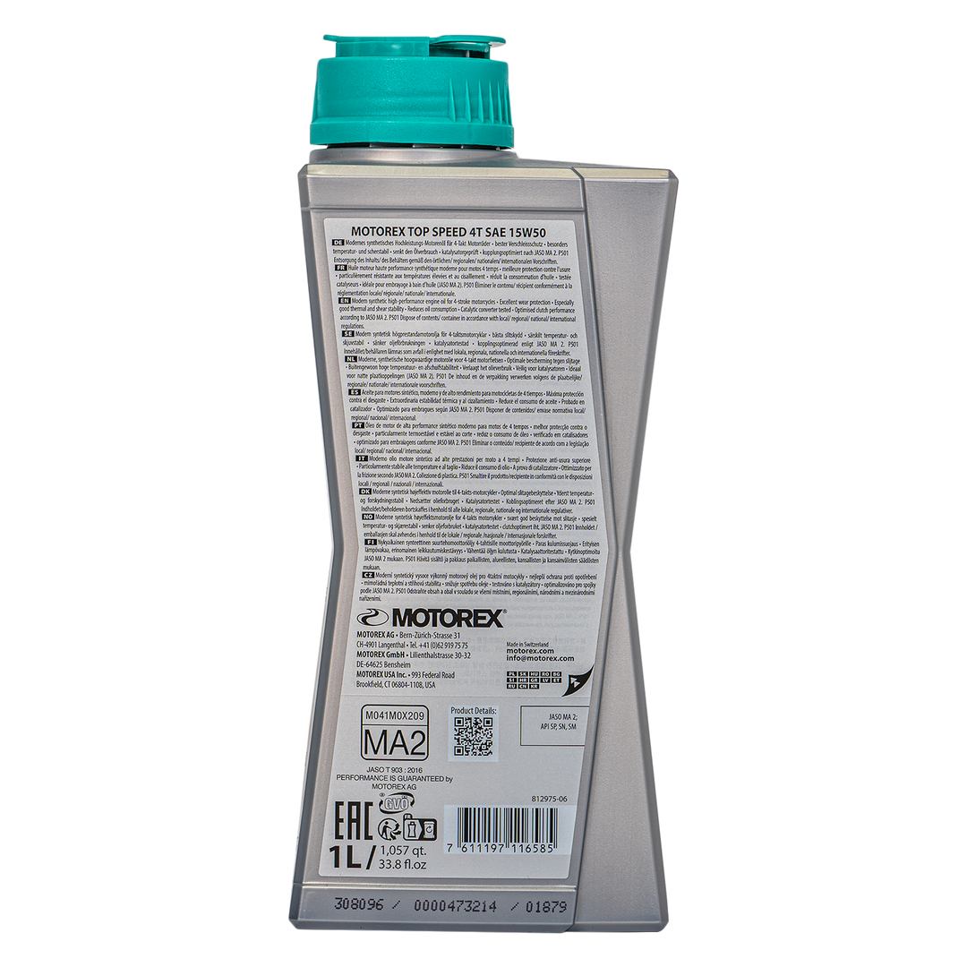 Aceite de Motor Motorex 15W50 TopSpeed Sintetico 4 Tiempos