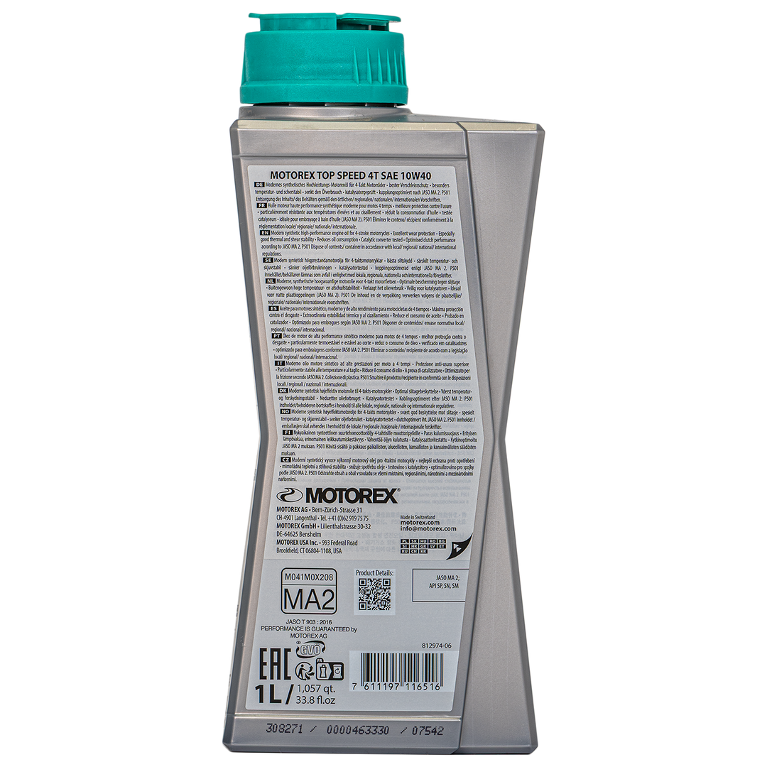 Aceite de Motor Motorex 10W40 Sintetico Top Speed 4 Tiempos