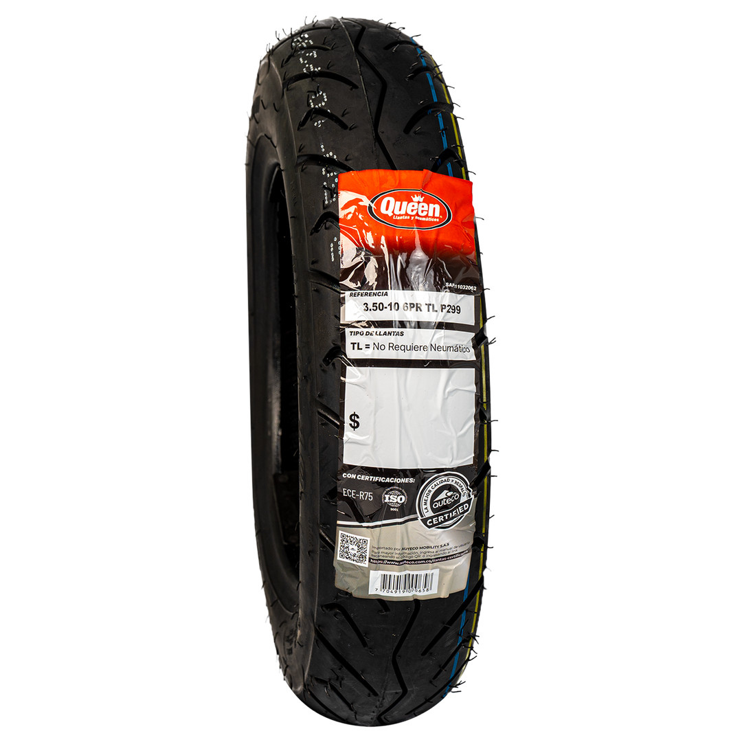 Llanta Queen Tire 3.50-10 P299 - Mundimotos