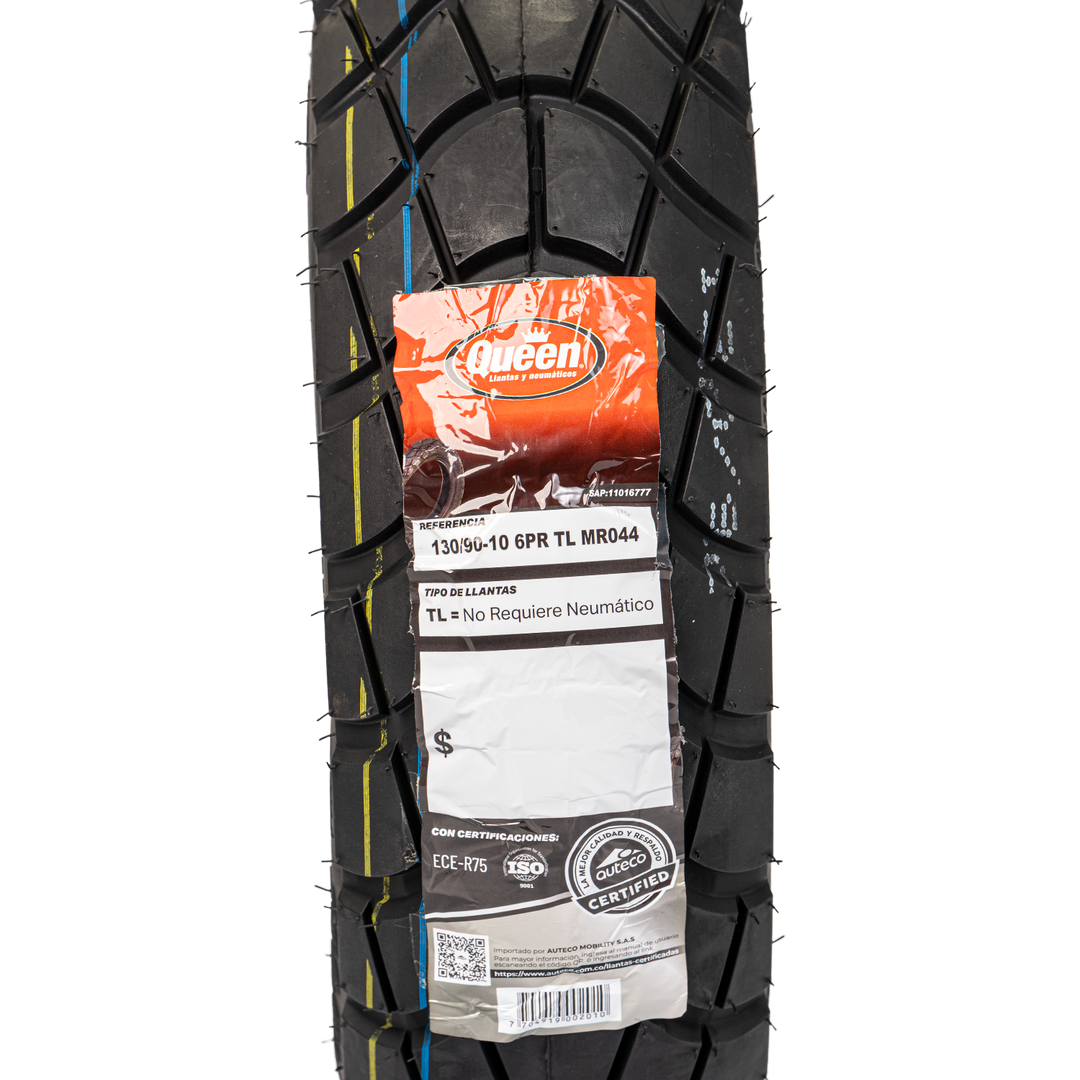 Llanta Queen Tire 130/90-10 MR044 Trasera Sellomatic - Mundimotos