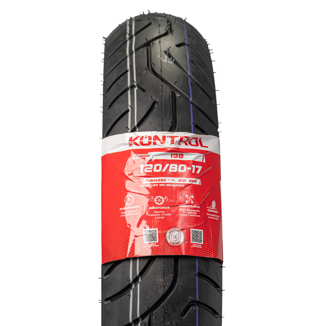 Llanta KONTROL 120/80-17 KNT198 Trasera Sellomatic - Mundimotos
