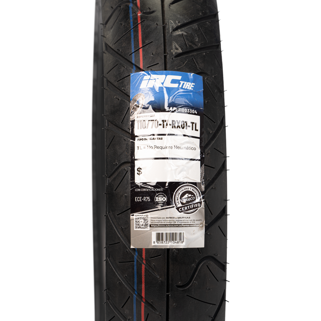 Llanta IRC 110/70-17 RX01 Delantera - Mundimotos