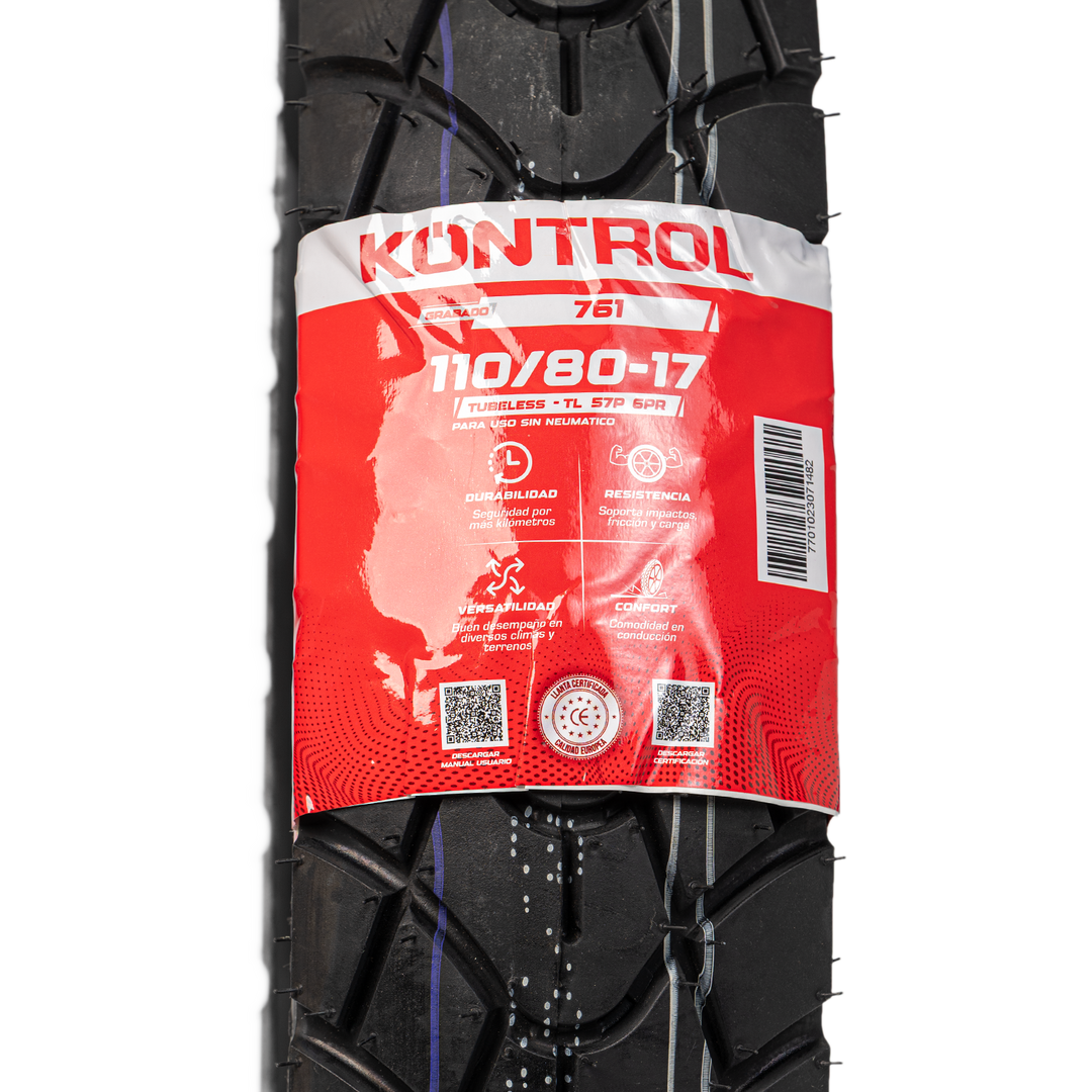 Llanta KONTROL 110/80-17 KNT761 Trasera Sellomatic - Mundimotos