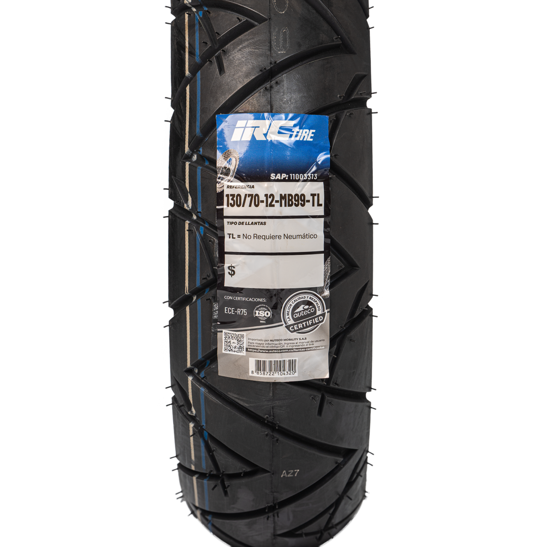 Llanta IRC 130/70-12 MB99 Trasera - Mundimotos