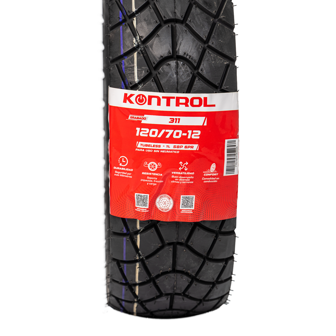 Llanta KONTROL 120/70-12 KNT311 Delantera Sellomatic - Mundimotos