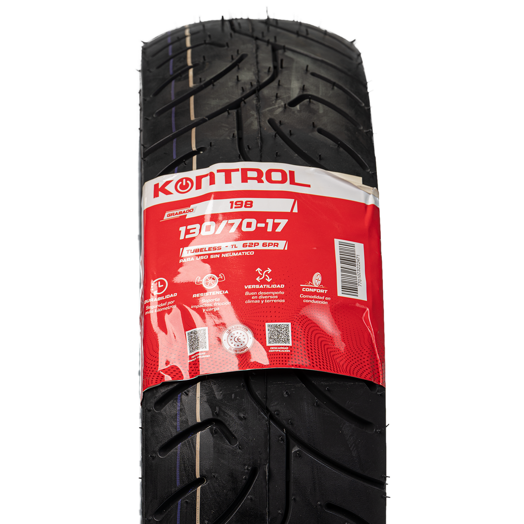 Llanta KONTROL 130/70-17 KNT198 Trasera Sellomatic - Mundimotos