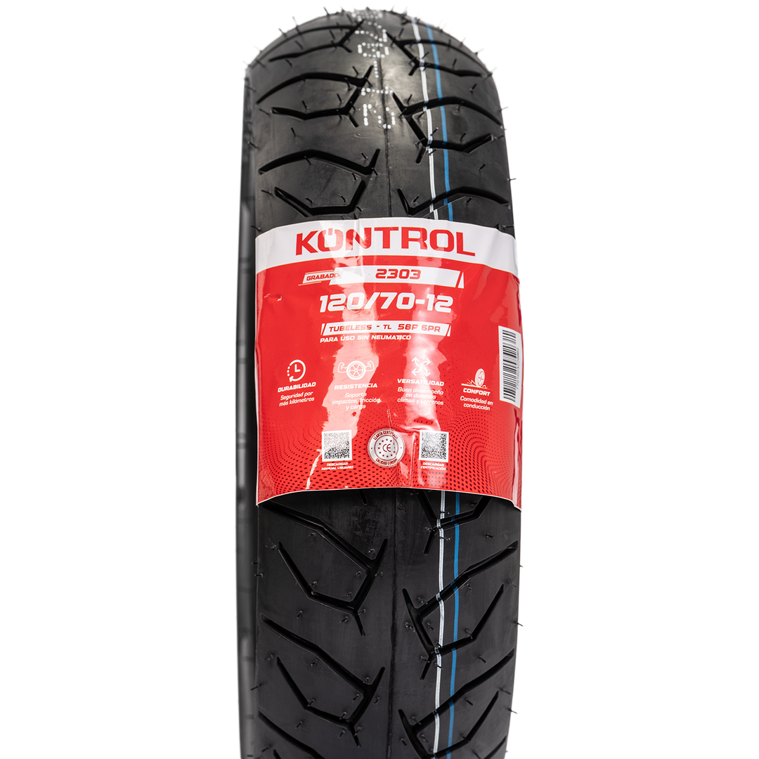 Llanta KONTROL 120/70-12 KNT2303 Delantera Sellomatic - Mundimotos