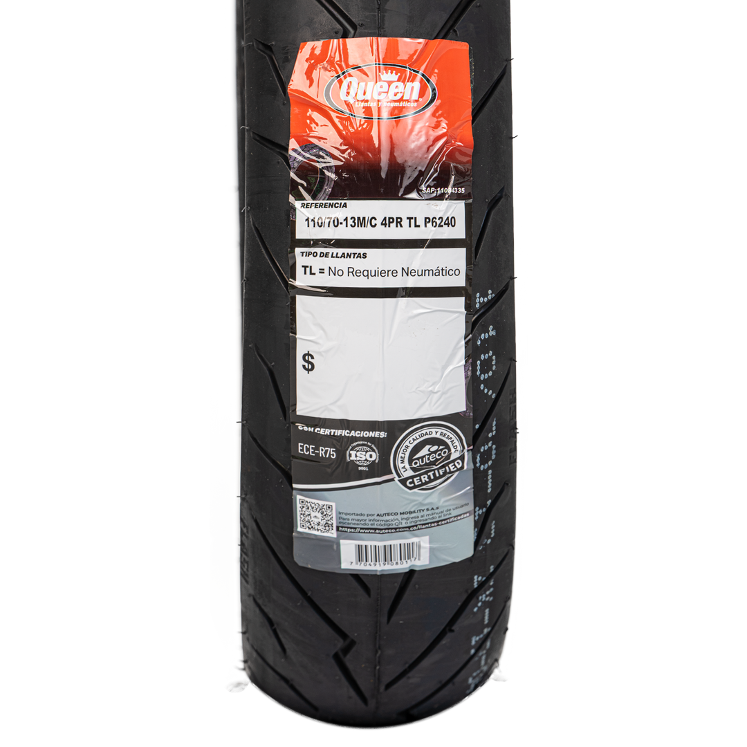 Llanta Queen Tire 110/70-13 P6040 Delantera