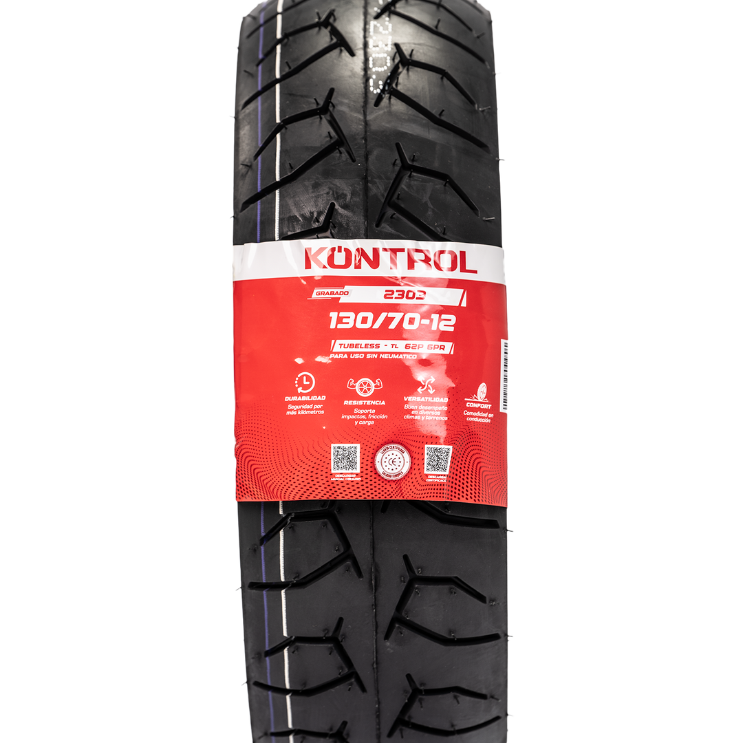 Llanta KONTROL 130/70-12 KNT2303 Trasera Sellomatic - Mundimotos