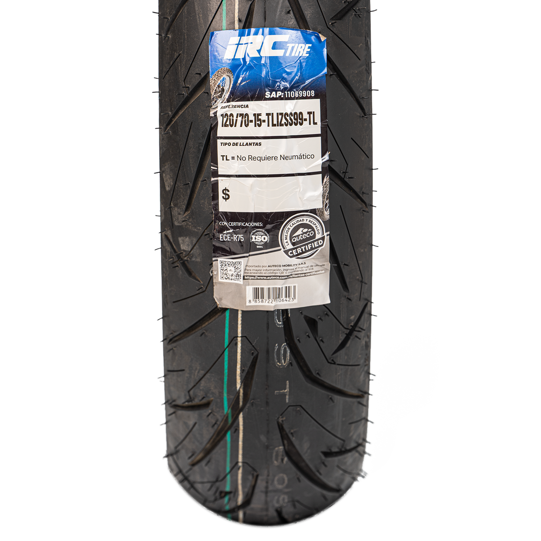 Llanta IRC 120/70-15 IZ-S S99 56S Sellomatic - Mundimotos
