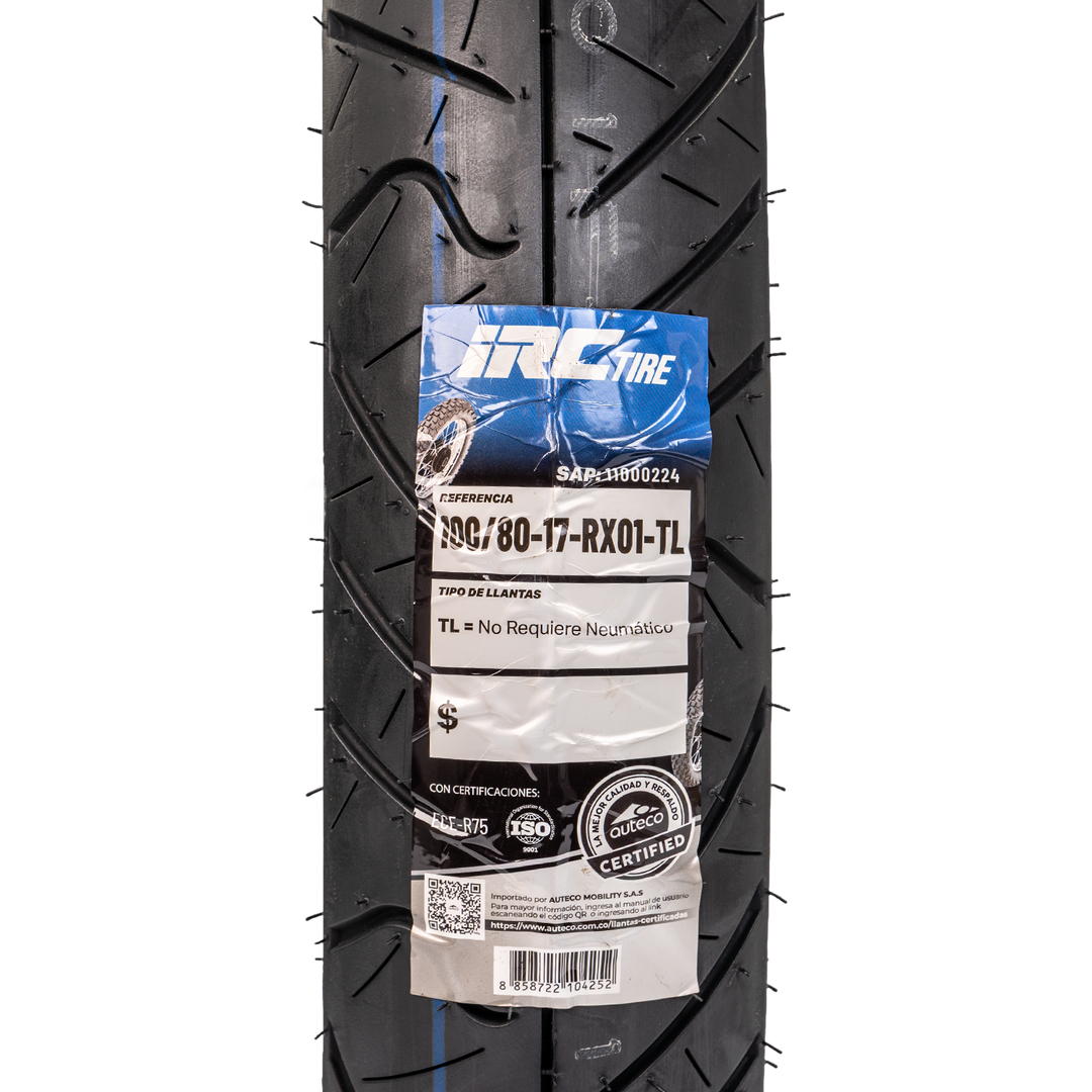 Llanta IRC 100/80-17 RX01 Delantera Sellomatic