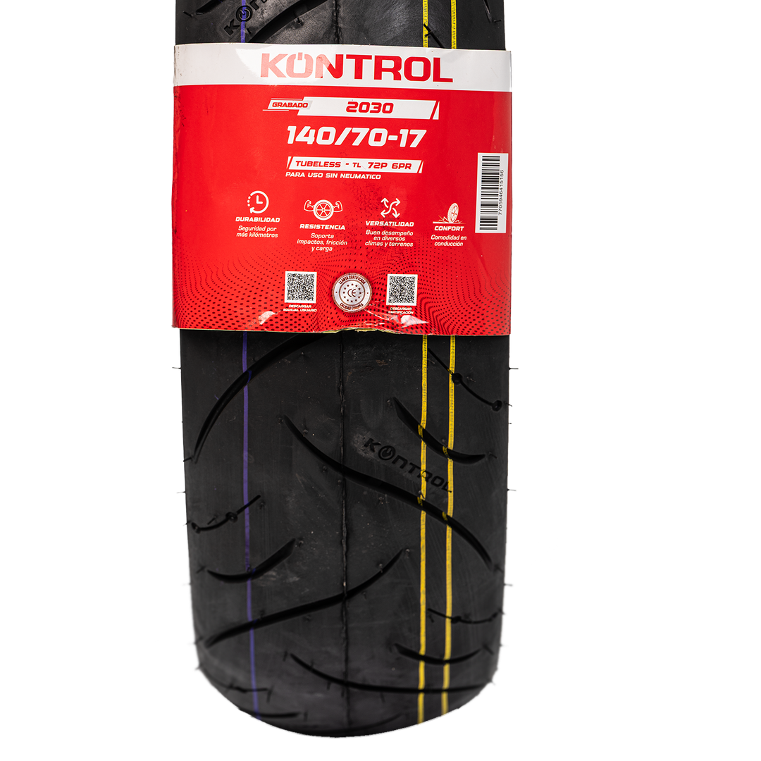 Llanta KONTROL 140/70-17 KNT2030 Trasera Sellomatic - Mundimotos