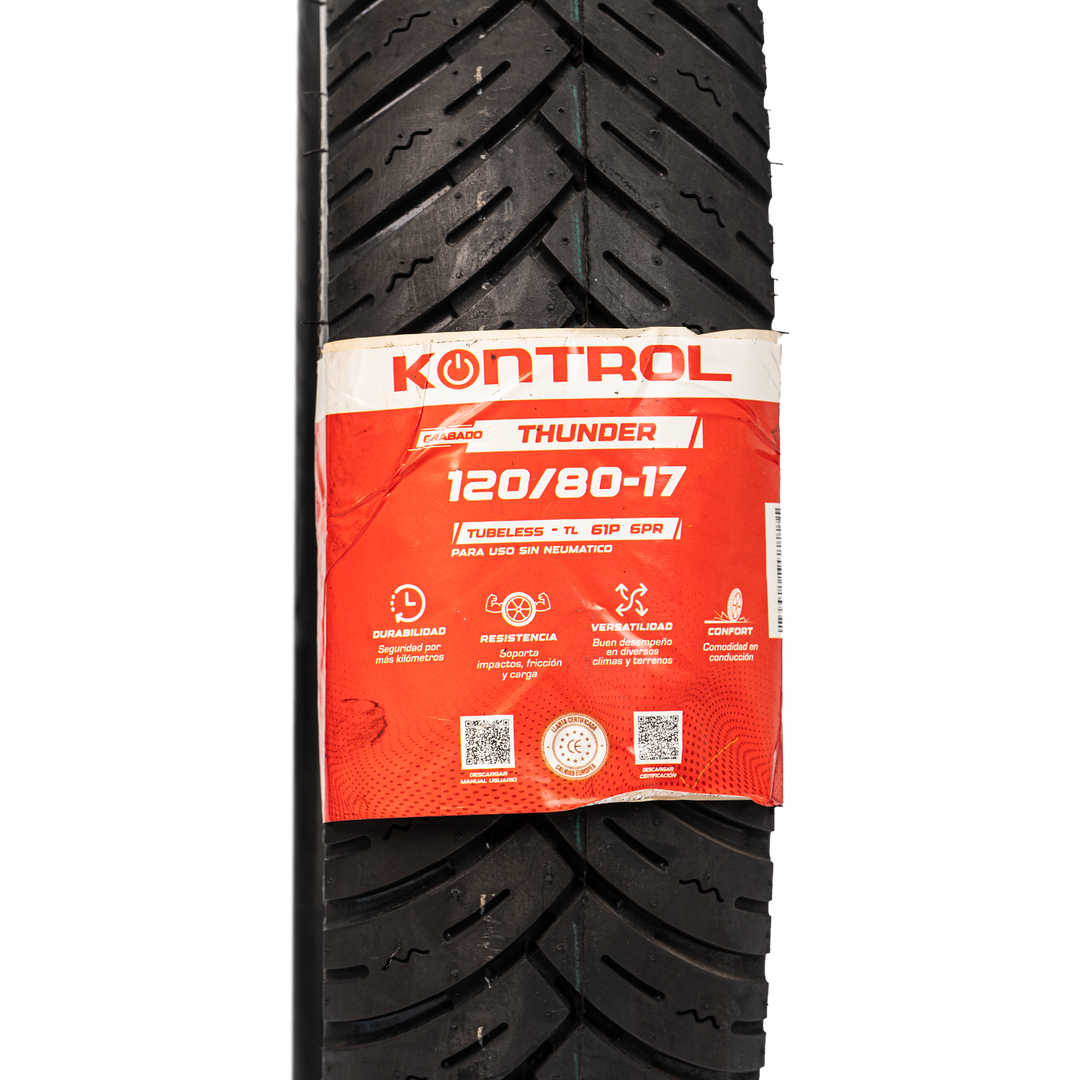 Llanta KONTROL 120/80-17 THUNDER Trasera Sellomatic - Mundimotos