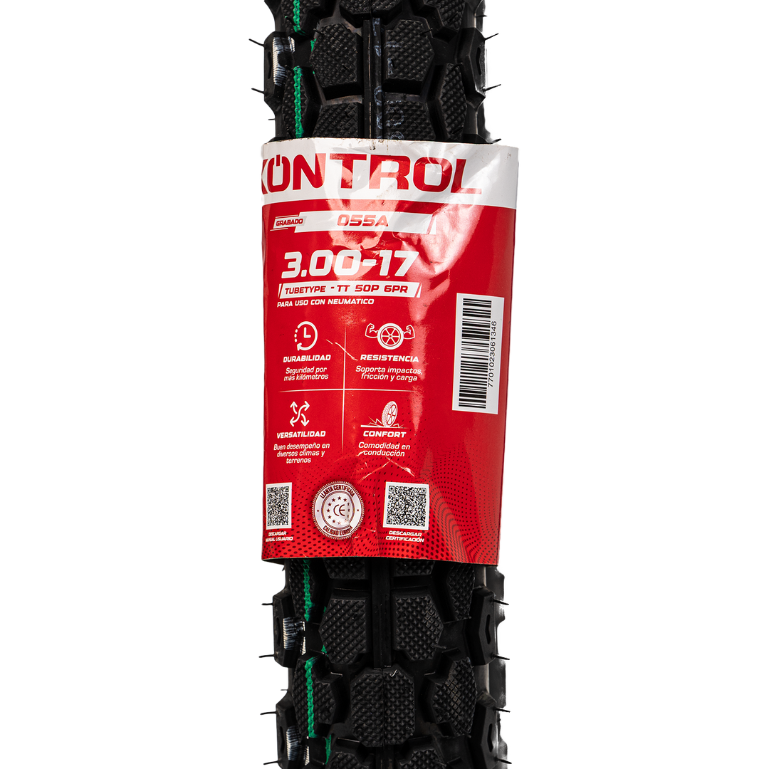 Llanta KONTROL 3.00-17 KNT055 Trasera Neumatico - Mundimotos