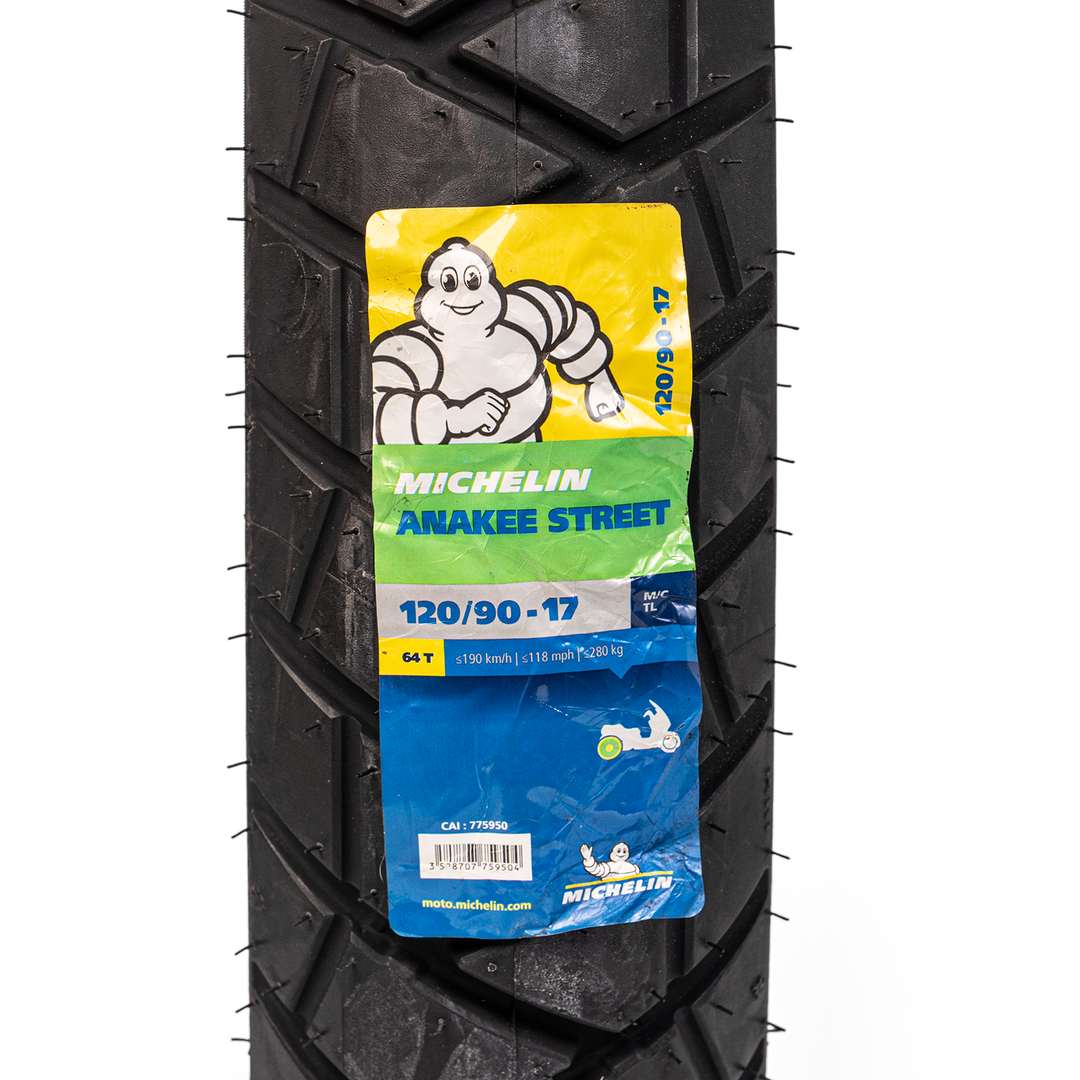 Llanta Michelin 120/90-17 ANAKEE STREET Trasera Sellomatic - Mundimotos
