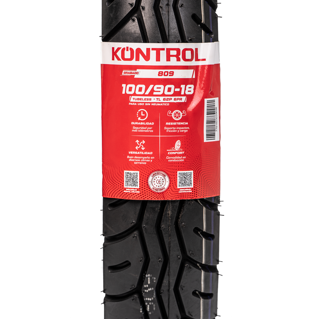 Llanta KONTROL 100/90-18 KNT809 Trasera Sellomatic - Mundimotos