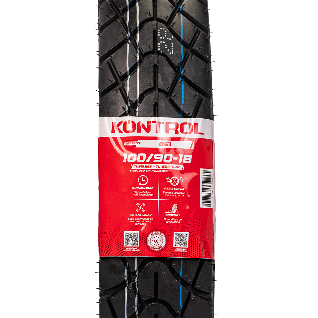 Llanta KONTROL 100/90-18 KNT061 Trasera Sellomatic - Mundimotos