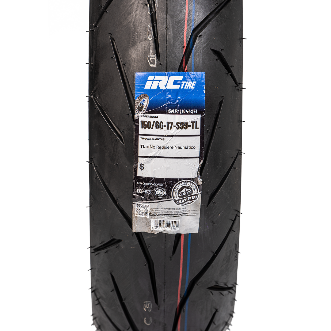 Llanta IRC 150/60‑17 IZ‑S S99 Sellomatic