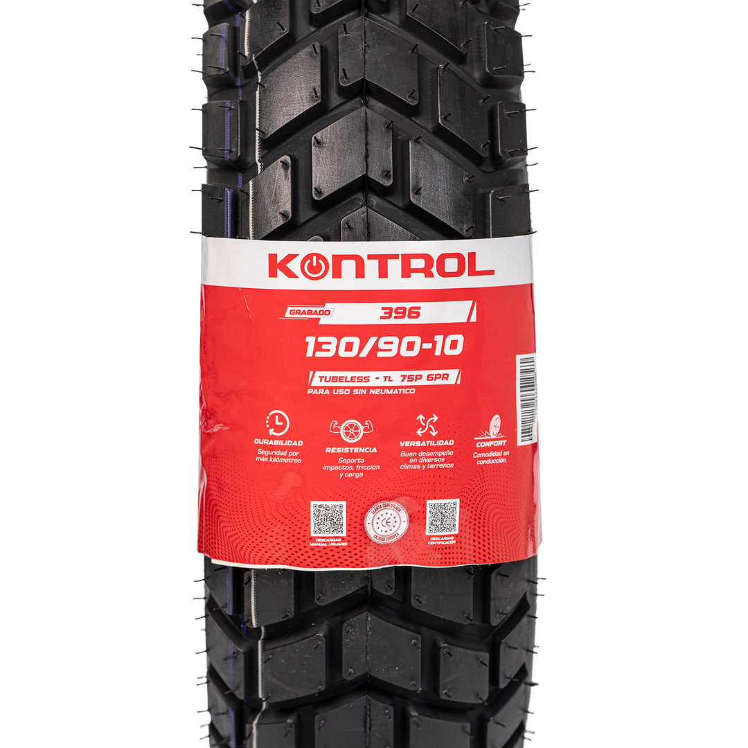 Llanta KONTROL 130/90-10 KNT396 Trasera Sellomatic - Mundimotos
