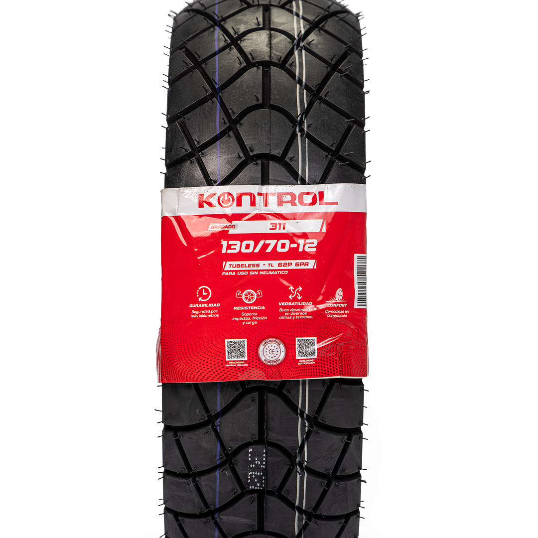 Llanta KONTROL 130/70-12 KNT311 Trasera Sellomatic - Mundimotos