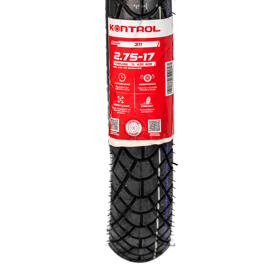 Llanta KONTROL 2.75-17 KNT311 Delantera Sellomatic