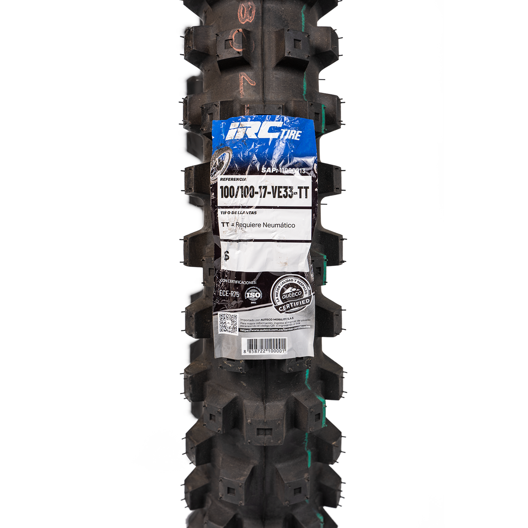 Llanta IRC 100/100-17 VE33 Trasera Neumatico