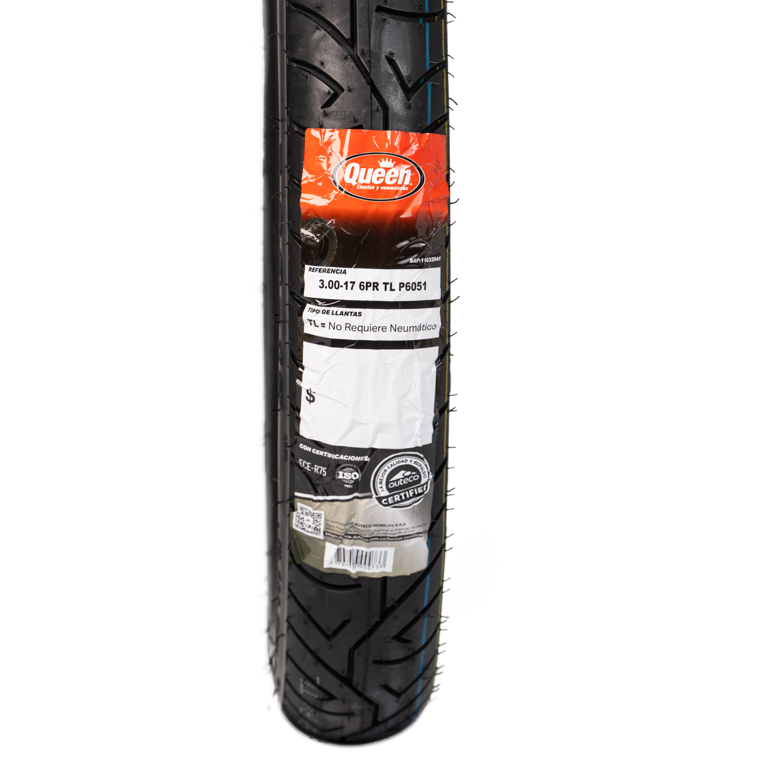 Llanta Queen Tire 3.00-17 P6051 Sellomatic - Mundimotos