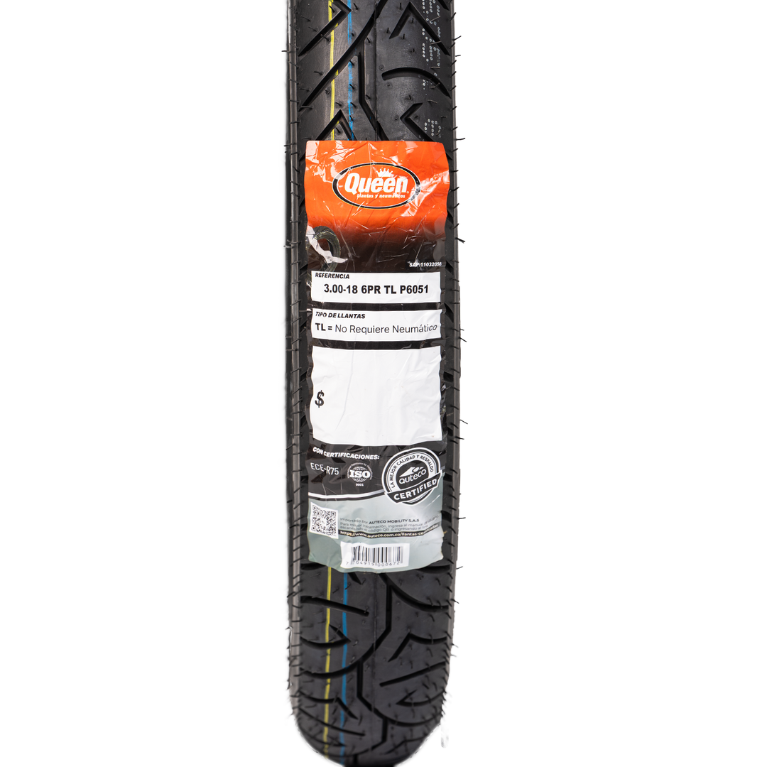 Llanta Queen Tire 3.00-18 P6051 Sellomatic - Mundimotos