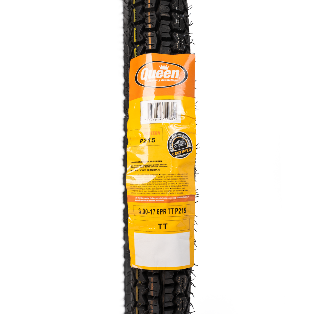 Llanta Queen Tire 3.00-17 P215 Neumatico - Mundimotos