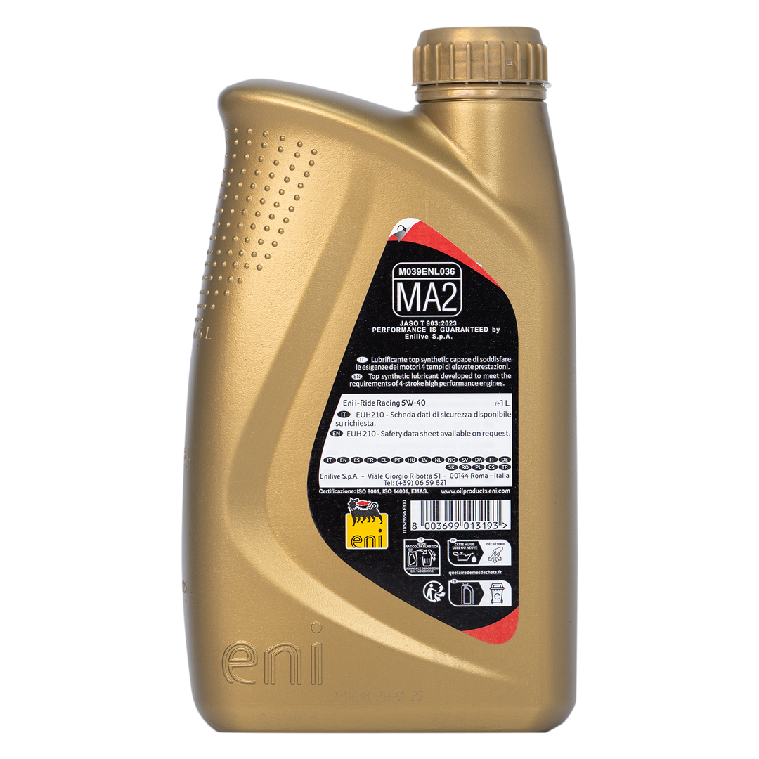 Aceite de Motor Eni 5W40 Sintetico Ride Racing 4 Tiempos